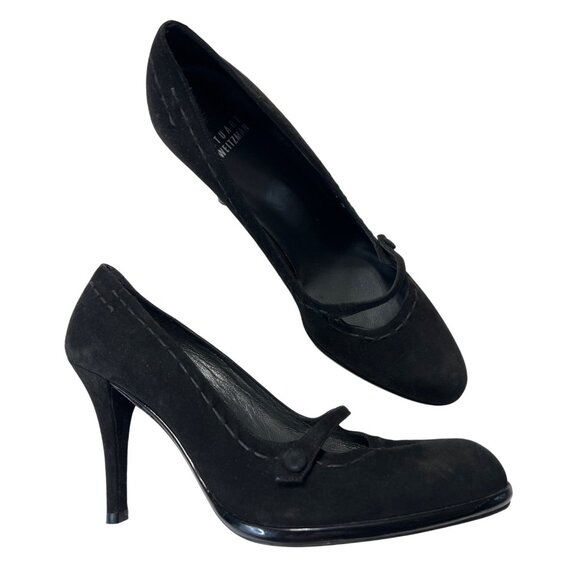 Stuart Weitzman Womens Suede Mary Jane Pumps Size 8.5 Black - Picture 2 of 10